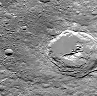 Oblique view of Giambologna crater