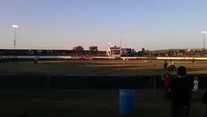 Gillman Speedway looking from the outside of the back straight towards the start-finish line. Taken before the Darcy Ward Benefit Meeting on 7 November 2015.