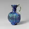 Roman glass juglet with vertical ribbing. 2nd half of 1st century C.E.