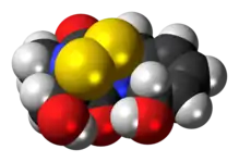 Space-filling model of the gliotoxin molecule