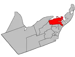 Location within Gloucester County, New Brunswick