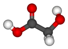 Ball-and-stick model of glycolic acid