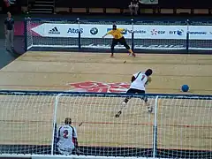 USA women throwing to Australian women, Copper Box, London 2012 Paralympic Games (Sep 2012).