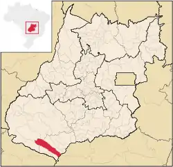 Location of the municipality in Goiás