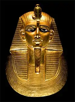 Gold burial mask of King Psusennes I, discovered in 1940 by Pierre Montet