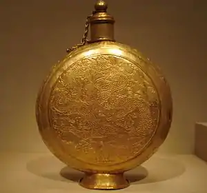 A golden canteen made during the Chinese Ming dynasty, dated 15th century, Freer and Sackler Galleries, Washington D.C.