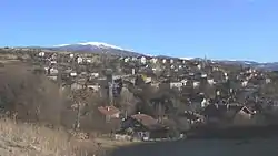 Skyline of Golemo Bucino village and Vitosha mountain