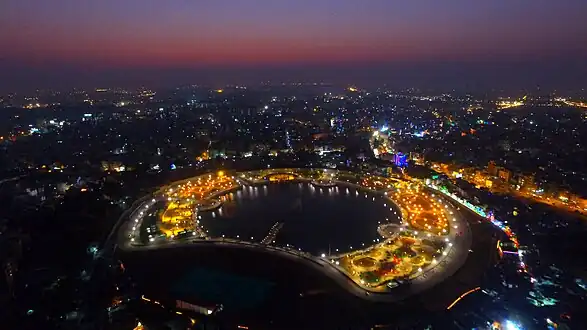 Drona view of Surat from the back side of Gopi Talav(Lake), Aerial  Photography was done by Ashvin Borad in 2016.