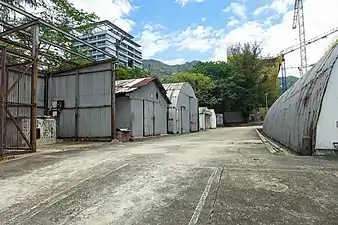 Gordon Hard Nissen huts and slipway - as seen from Cafeteria New Beach.