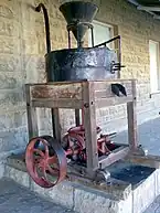 Grain mill with bevel gears outside local museum at Dordrecht