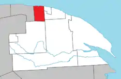 Location within La Côte-de-Gaspé RCM.