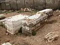 Graves of Rabbi Yechiel Michel Schlesinger (right) and his son, Rabbi Avraham Schlesinger (middle)