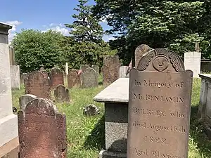 Looking over old grave markers