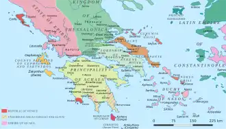 Negroponte and the other Greek and Latin states of southern Greece, ca. 1210