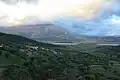 Typical view of the fields and Griba mountain from neighborhood Hederaj.