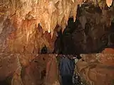 Speleothems width widening at certain height