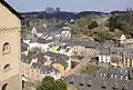 A view of Grund from above with Kirchberg in the background