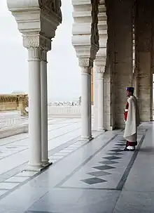 Columns and portico around the mausoleum, with royal guard