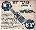 Advertisement celebrating fifty years of Guckenheimer Whiskey from 1907