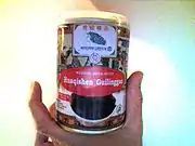 A typical guilinggao dessert can, unopened