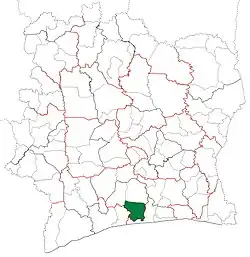 Location in Ivory Coast. Guitry Department has retained the same boundaries since its creation in 2009.