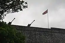 105 mm Light Guns of 29th Commando Regiment Royal Artillery on the rampart at the Citadel.