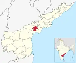 Location of Guntur district in Andhra Pradesh