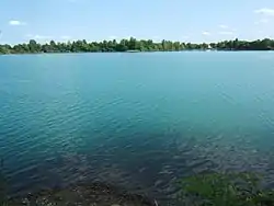 Pebble mine lake in Gyékényes