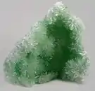 Green gypsum crystals from Pernatty Lagoon, Mt Gunson, South Australia - its green color is due to presence of copper ions.