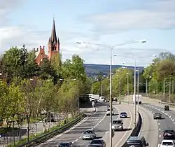 European route E18 and the local church