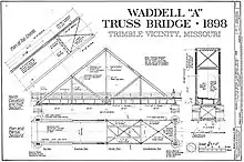 Design plan of the Waddell "A" Truss - reconstructed by HAER & Army Corps of Engineers (1980)