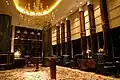 Interior of hotel library, 39th floor