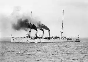 Image 71Portside view of the Challenger-class light cruiser HMAS Encounter (from History of the Royal Australian Navy)