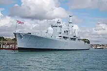 HMS Bristol alongside Whale Island