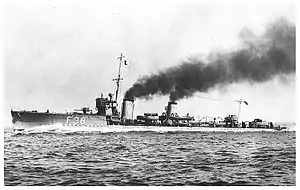 HMS Tower during sea trials