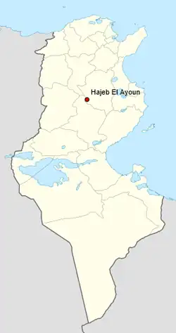 map showing the location of  Hadjeh-El-Aïoun a town in Tunisia