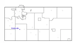 Map of Eau Claire County, highlighting location of Hadleyville