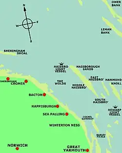 The map shows the position of cockle gateway the principal Northern Channel into Yarmouth Roads.