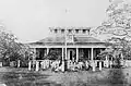 Hale Aliʻi, the first royal palace on the spot of the current ʻIolani Palace, in 1857.