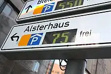 Access to the Alsterhaus car park (parking management signage)