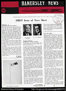 Front cover of first edition of Hamersley News