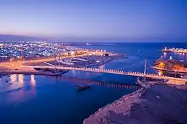 Hanging bridge at Sur city during the night