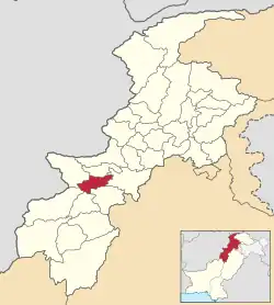 Location of Hangu District (highlighted in red) within the Khyber Pakhtunkhwa map