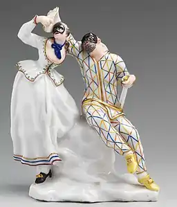 Harlequin and Columbine, Capodimonte porcelain, c. 1745