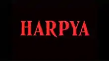 The word harpya in red capital letters against a black background.