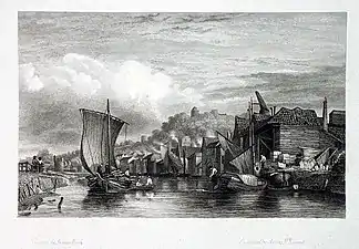 Harrison's Wharf, King Street Norwich (undated), Norfolk Museums Collections. The etching is from James Stark's series Scenery of the rivers of Norfolk.