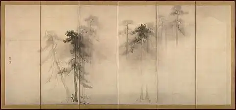 Hasegawa Tohaku - Pine Trees (Shōrin-zu byōbu) - left hand screen