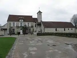 The town hall and church in Hautefeuille