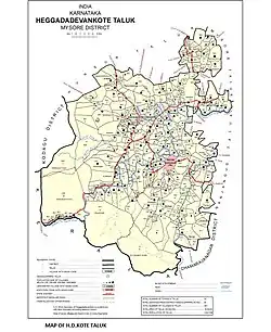 Heggadadevanakote Taluk boundary before creation of Sargur Taluk