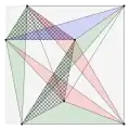 7 points in a square, all 8 minimal triangles shaded (
  
    
      
        A
        ≈
        0.0839
      
    
    {\displaystyle A\approx 0.0839}
  
)